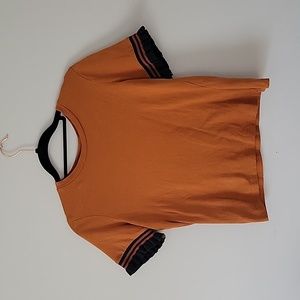 Zara Orange Blouse with Black Accents